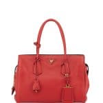 Prada Red Vitello Grain Satchel Bag