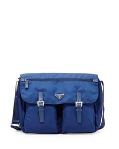 Prada Royal Blue Vela Buckled Messenger Bag