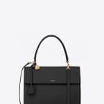 Saint Laurent Black Grained Leather Moujik Top Handle Medium Bag