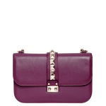 Valentino Aubergine Rockstud Flap Large Bag