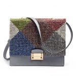 Valentino Gray Rhinestone Close Up Shoulder Bag