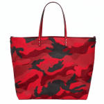 Valentino Red Camouflage Patchwork Tote Bag