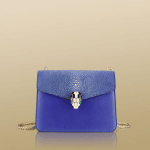 Bulgari Blue Calfskin/Galuchat Serpenti Flap Small Bag