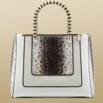 Bulgari Bone/Chalk Karung:Nappa Serpenti Tote Medium Bag