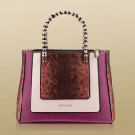 Bulgari Geranium Red/Tender Rose Karung/Nappa Serpenti Tote Medium Bag