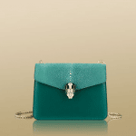 Bulgari Green Calfskin/Galuchat Serpenti Flap Small Bag