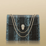 Bulgari Sky Blue Karung Serpenti Flap Medium with Two Gussets Bag