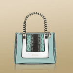 Bulgari Waterfall Green/White Magnolia Karung/Nappa Serpenti Tote Small Bag