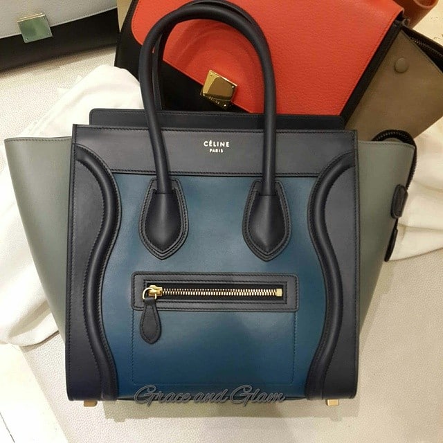Celine Navy Blue Tricolor Mini Luggage Tote Bag - Pre Fall 2014