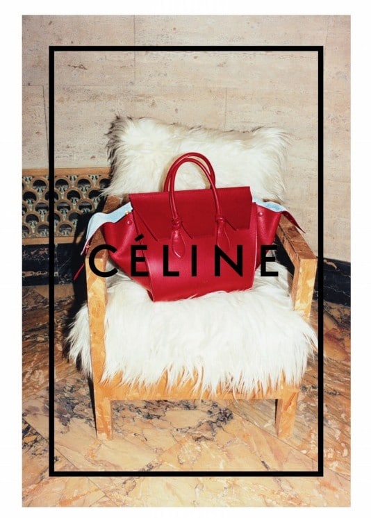 Celine Red Tie Tote Bag with Azur Blue Lining - Fall 2014