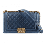 Chanel Grained Blue Calfskin Boy Bag - Fall 2014
