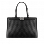 Chanel Black Herringbone Chevron Tote Bag