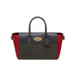 Mulberry Midnight Blue/Evergreen Polished Buffalo with Poppy Red Haircalf Bayswater Buckle Bag