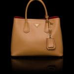 Prada Caramel Double Tote Bag Small