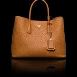 Prada Cognac Ostrich Double Tote Medium Bag