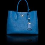 Prada Ocean Blue Ostrich Double Tote Medium Bag