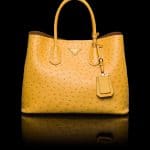 Prada Ochre Ostrich Double Tote Medium Bag