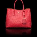 Prada Strawberry Ostrich Double Tote Medium Bag