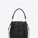 Saint Laurent Black Crocodile Embossed Emmanuelle Bucket Medium Bag - Fall 2014