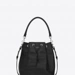 Saint Laurent Black Crocodile Embossed Emmanuelle Bucket Medium Bag - Fall 2014