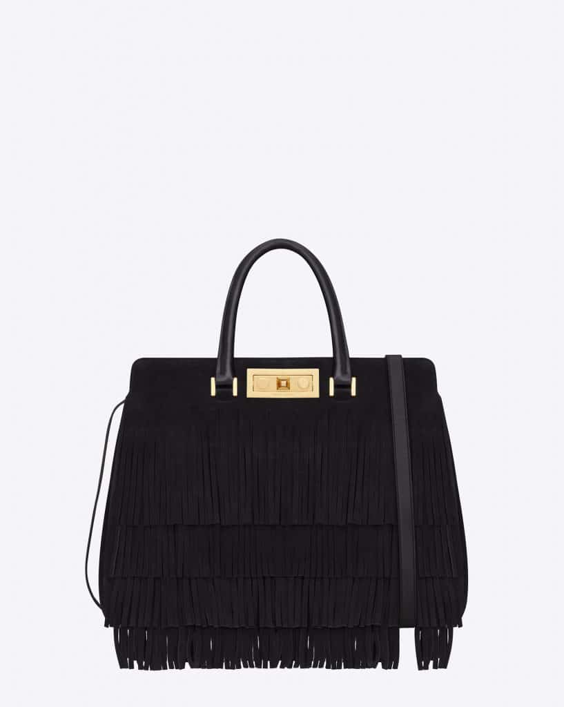 Saint Laurent Black Suede Fringed Trois Clous Medium Bag