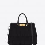 Saint Laurent Black Suede/Leather Trois Clous Fringed Medium Bag - Fall 2014