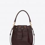 Saint Laurent Bordeaux Crocodile Embossed Emmanuelle Bucket Medium Bag - Fall 2014