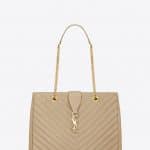 Saint Laurent Dark Beige Classic Monogram Matelasse Shopping Bag