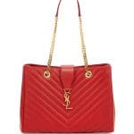 Saint Laurent Red Classic Monogram Matelasse Shopping Bag