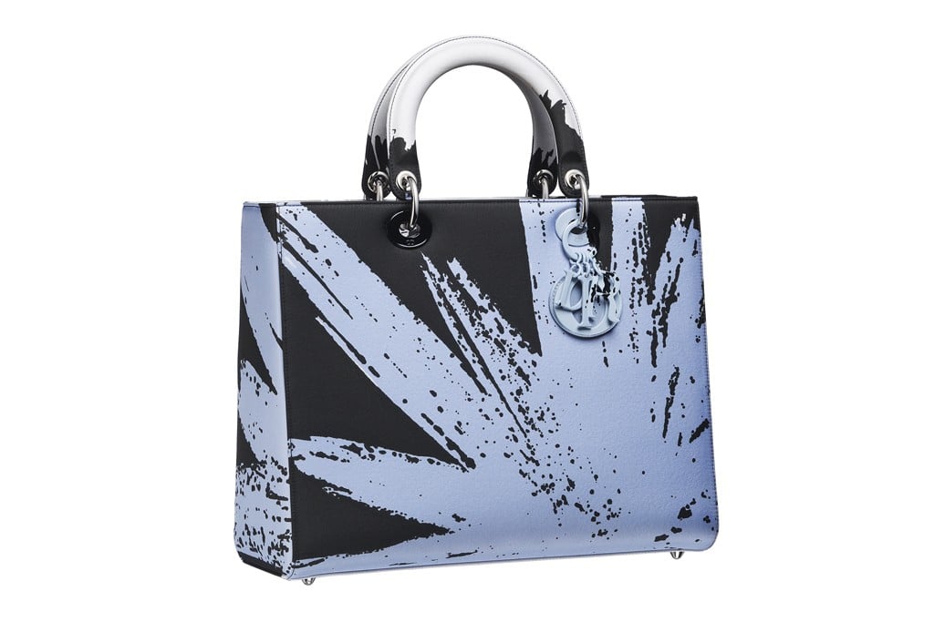 Lady Dior Large Blue Tote Bag with abstract flower print - Resort 2015
