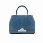 Moynat Blue Rejane Crocodile Tote Bag