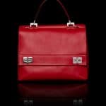 Prada Red Vitello Lux Double Flap Tote Bag