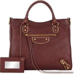 Balenciaga Bordeaux Classic Metallic Edge Velo Bag