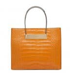 Balenciaga Orange Crocodile Cable Strap Shopper Small Bag