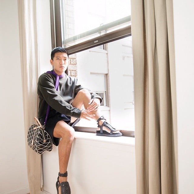 Bryan Boy with Louis Vuitton Doc BB Malletage Bag - Fall 2014