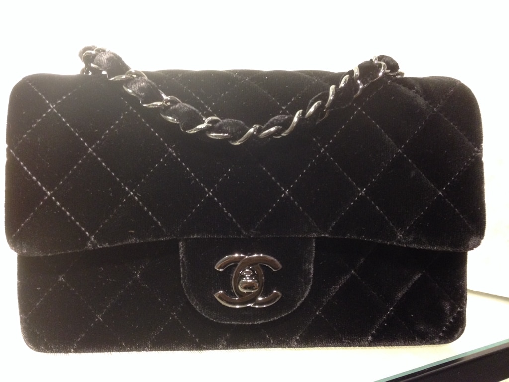 Chanel Pearl Crush Square Flap Bag Quilted Velvet with Crystal Detail Mini  at 1stDibs