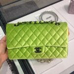Chanel Neon Green Velvet Timeless Classic Bag - Fall 2014