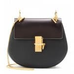 Chloe Black/Brown Textured/Smooth Leather Drew Medium Shoulder Bag