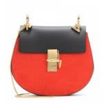 Chloe Black/Red Suede/Calfskin Drew Medium Shoulder Bag