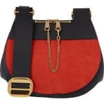 Chloe Black/Red Suede/Calfskin Drew Saddle Bag