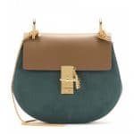 Chloe Khaki/Green Suede/Calfskin Drew Medium Shoulder Bag