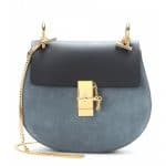 Chloe Merino Blue Suede/Calfskin Drew Medium Shoulder Bag