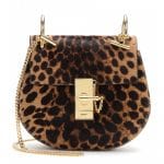 Chloe Savanna Brown Calf Hair/Leather Drew Small Shoulder Bag