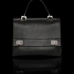 Prada Black Lux Calf Flap Tote Bag - Fall 2014 - Front