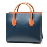 Celine Navy with Orange Handle Boxy Tote Bag