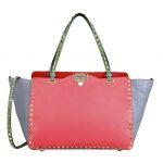 Valentino Orange Colorblock Double Handle Large Rockstud Bag - Fall 2014