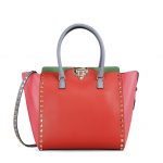 Valentino Orange Colorblock Double Handle Rockstud Tote Bag - Fall 2014