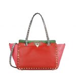 Valentino Orange Colorblock Small Rockstud Tote Bag - Fall 2014