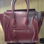 Celine Micro Burgundy Luggage Tote Bag with Azur Blue Piping - Fall Winter 2014
