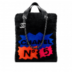 Chanel Black Multicolor Shearling 100% Chanel Tote Bag - Fall 2014 Act 2